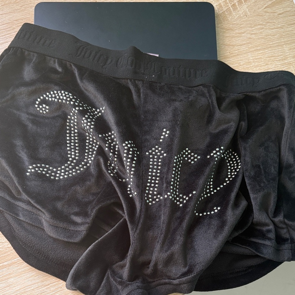 Juicy Couture Black Velour Shorts with Sparkling Logo